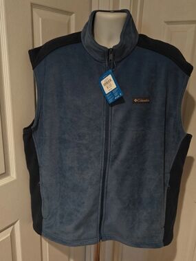 Columbia Mens Steens Mountain Fleece Vest Blue Size XXL Sleeveless Full Zip NWT